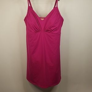 Lands End Swim Dress One Piece Fuchsia 24W s